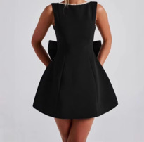 Women Sexy Bow Sleeveless Backless Mini Party Dress Halter Neckline
