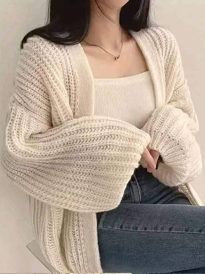 Autumn Fairy Knitted Cardigan Women Contrast Loose Outerwear