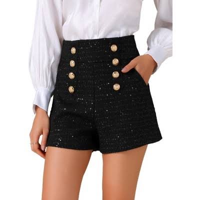 High-End Sequin Shorts Fashionable Womrn ,S Wear High -Waist A-line Casual Pants - Image 5